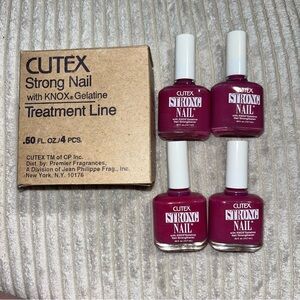 Vintage cutex strong nail treatment line polish precious plum 68 lot of 4 bottle